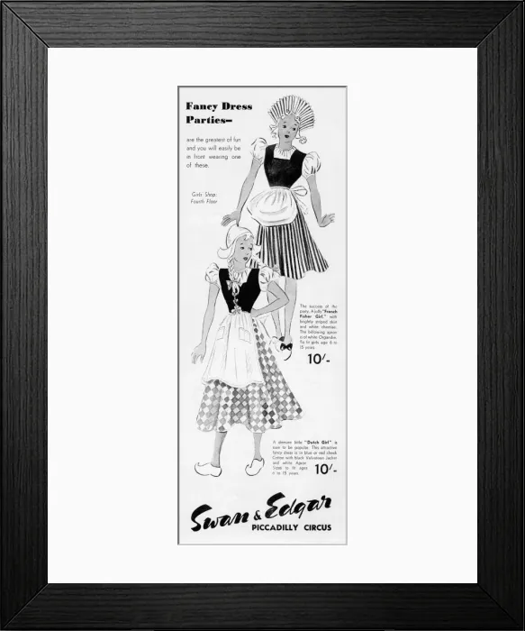 Framed Print : Swan and Edgar fancy dress advertisement Framed Print : Swan and Edgar fancy dress advertisement
