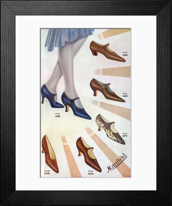 Framed Print : Manfield shoes advertisement Framed Print : Manfield shoes advertisement