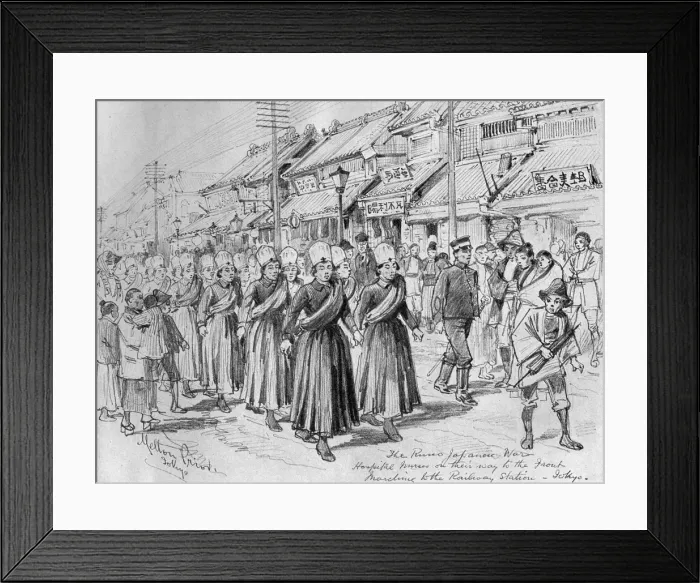 Framed Print : Red Cross in Japan, nurses for the front, 1904 Framed Print : Red Cross in Japan, nurses for the front, 1904
