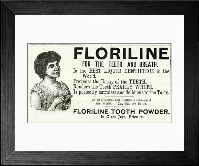Framed Print : Advert for Floriline liquid for teeth and breath 1897 Framed Print : Advert for Floriline liquid for teeth and breath 1897