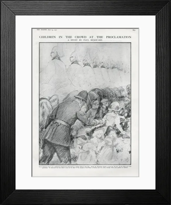 Framed Print : Proclamation of King George V - Children in the crowd Framed Print : Proclamation of King George V - Children in the crowd