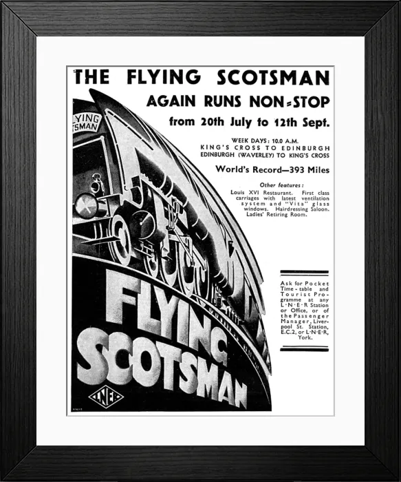 Framed Print : Ad for the Flying Scotsman