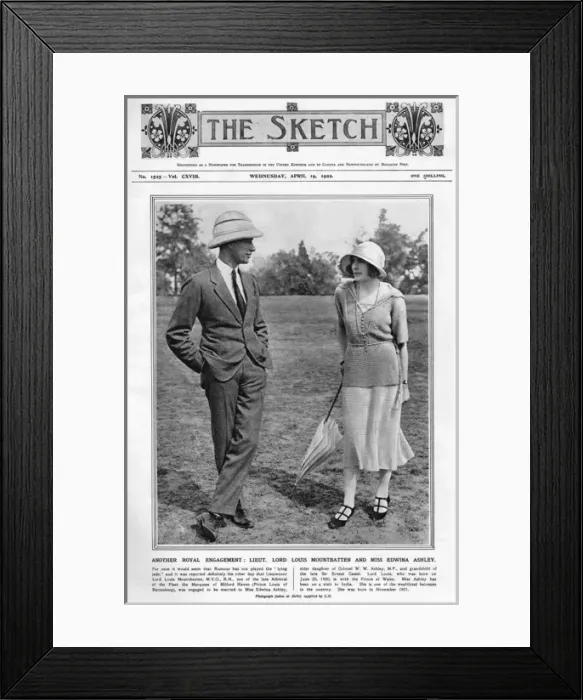 Framed Print : Sketch cover Engagement of Lord Mountbatten & Edwina Ashley Framed Print : Sketch cover Engagement of Lord Mountbatten & Edwina Ashley