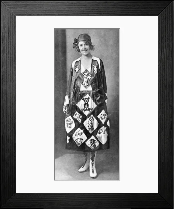 Framed Print : Miss Studdy at the Sketch Ball - Bonzo fancy dress Framed Print : Miss Studdy at the Sketch Ball - Bonzo fancy dress