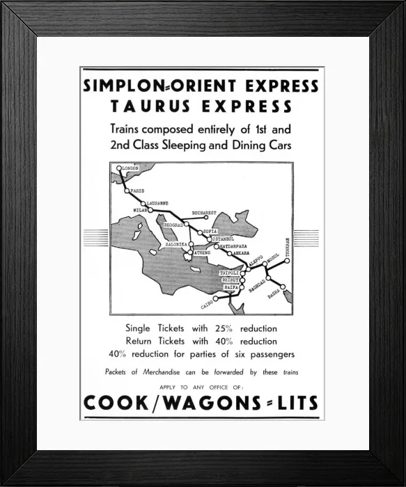 Framed Print : Advertisment for Simplon-Orient Express, Taurus Express
