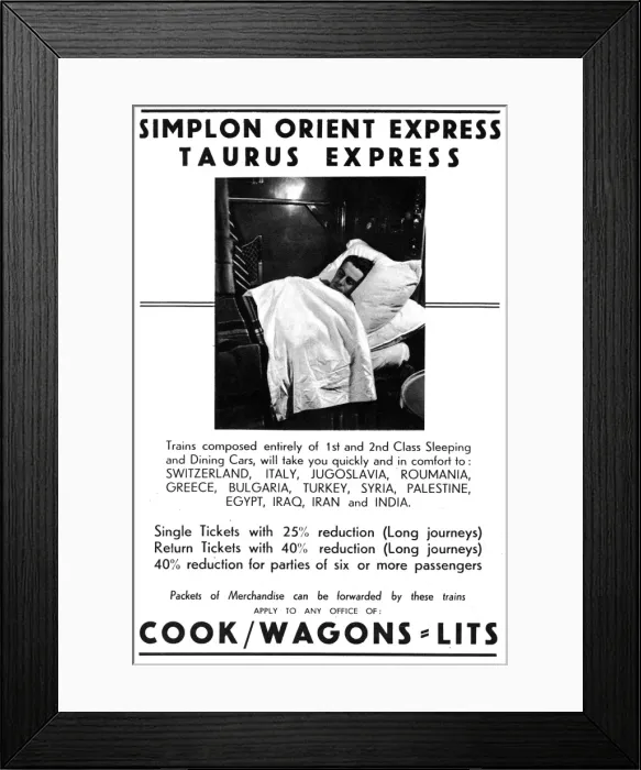 Framed Print : Advertisment for Simplon-Orient Express, Taurus Express