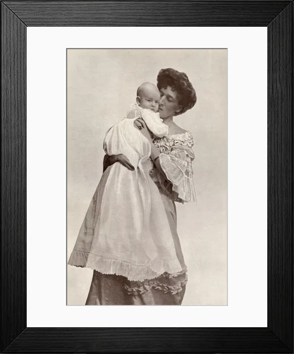 Framed Print : Mrs Asquith and her baby (Anthony Asquith)