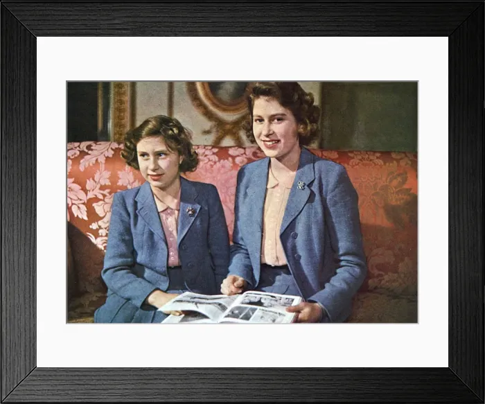 Framed Print : Princesses Elizabeth and Margaret, ILN centenary sitting Framed Print : Princesses Elizabeth and Margaret, ILN centenary sitting