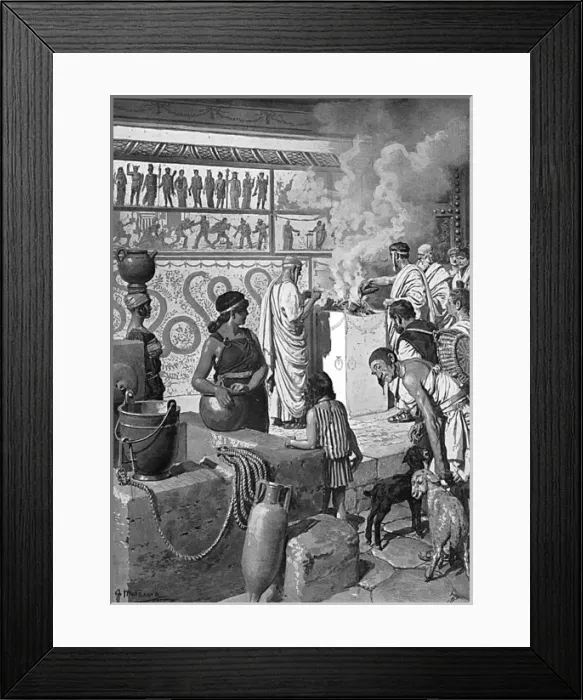 Framed Print : In the Street of Abundance at Pompeii by Matania