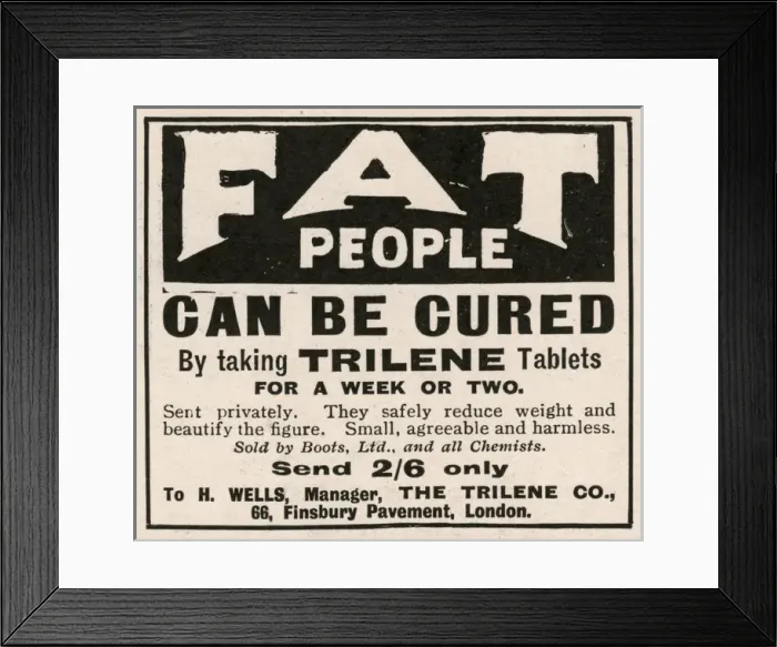 Framed Print : Advertisment for diet pills Framed Print : Advertisment for diet pills