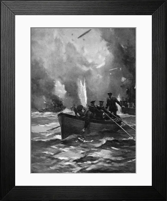 Framed Print : Rescuing the ships mascot during a naval engagement Framed Print : Rescuing the ships mascot during a naval engagement