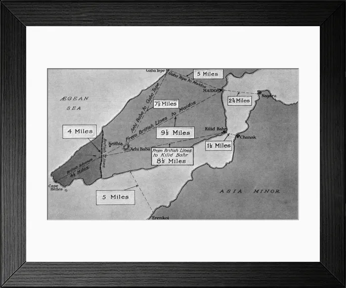 Framed Print : Map of the Gallipoli Peninsula Framed Print : Map of the Gallipoli Peninsula