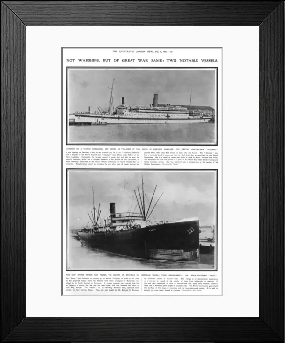 Framed Print : British hospital ship Asturias and the ship Dacia