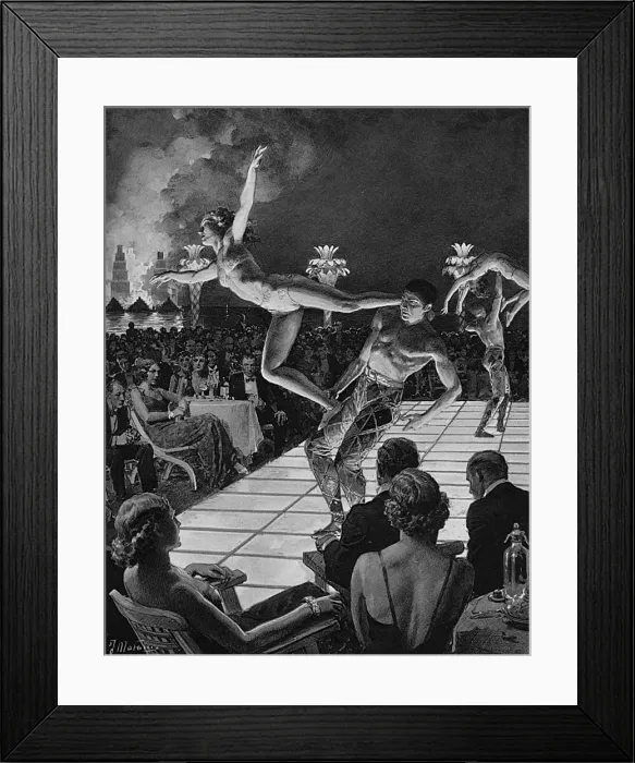 Framed Print : Entertainment at Monte Carlo beach by Matania Framed Print : Entertainment at Monte Carlo beach by Matania