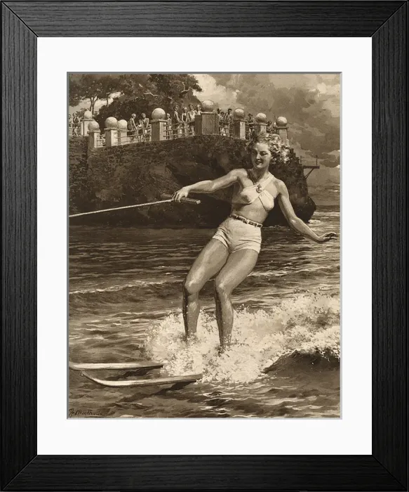 Framed Print : Off the Point de la Vieille at Monte Carlo, water skiing Framed Print : Off the Point de la Vieille at Monte Carlo, water skiing