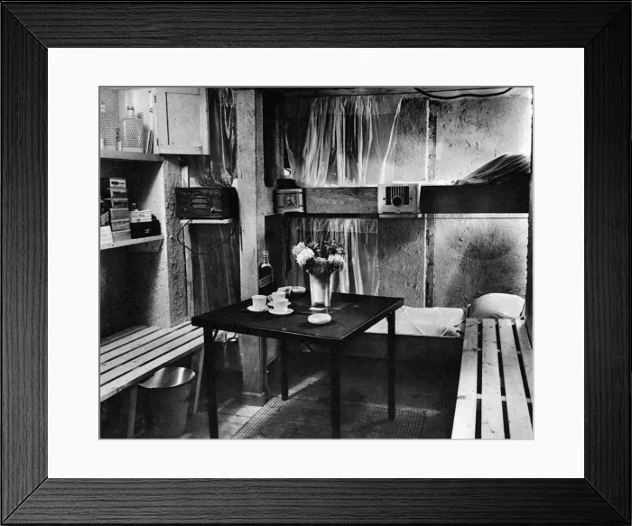Framed Print : Air raid shelter de luxe, WWII Framed Print : Air raid shelter de luxe, WWII