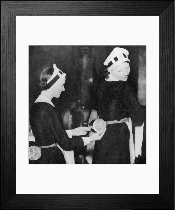 Framed Print : Waitresses wearing gas masks, WWII Framed Print : Waitresses wearing gas masks, WWII