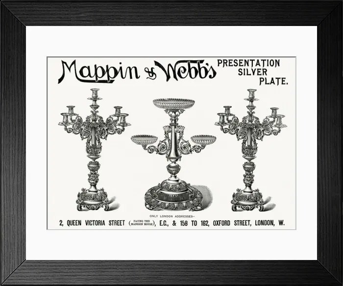 Framed Print : Advert for Mappin & Webbs candelabras 1893 Advert for Mappin & Webbs candelabras Framed Print : Advert for Mappin & Webbs candelabras 1893 Advert for Mappin & Webbs candelabras