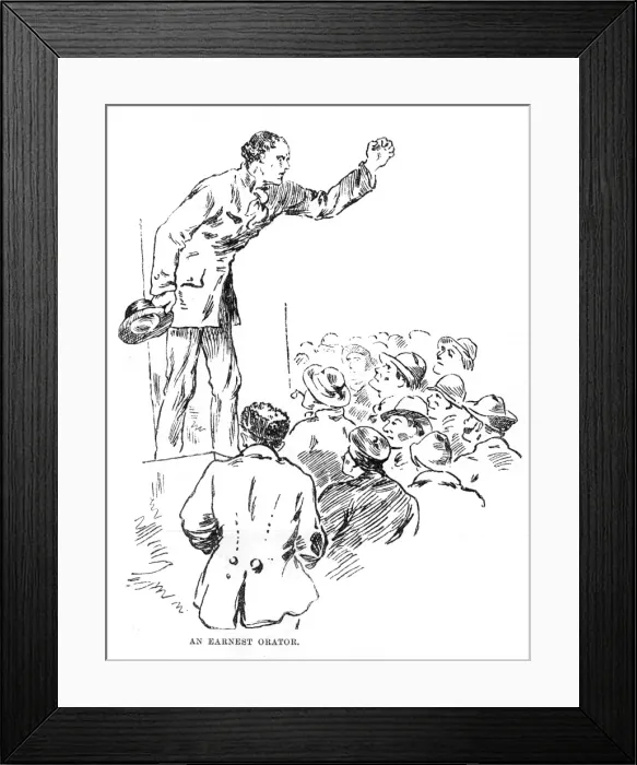 Framed Print : West End riots, 1886 - speaker address an audience Framed Print : West End riots, 1886 - speaker address an audience
