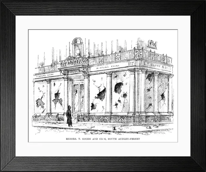 Framed Print : West End riots: shops damaged by rioters, 1886 Framed Print : West End riots: shops damaged by rioters, 1886