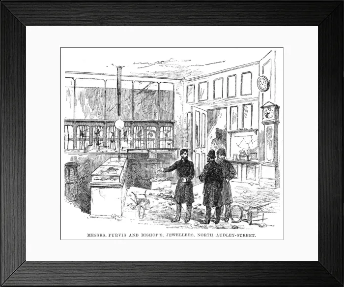 Framed Print : West End riots: shops damaged by rioters, 1886 Framed Print : West End riots: shops damaged by rioters, 1886