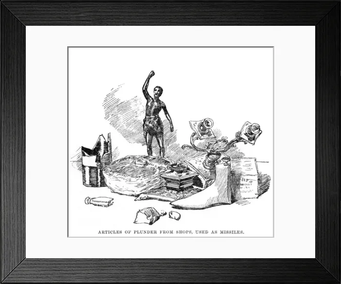 Framed Print : West End riots: shops looted by rioters, 1886