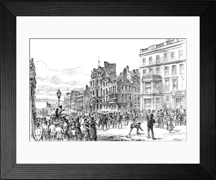 Framed Print : West End riots: mob in St James street, 1886 Framed Print : West End riots: mob in St James street, 1886