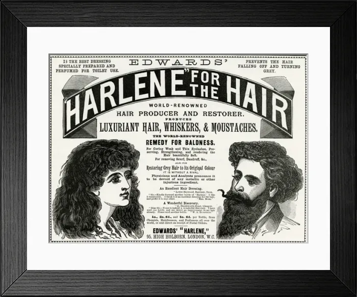 Framed Print : Advert for Edwards Harlene hair product 1893 Framed Print : Advert for Edwards Harlene hair product 1893