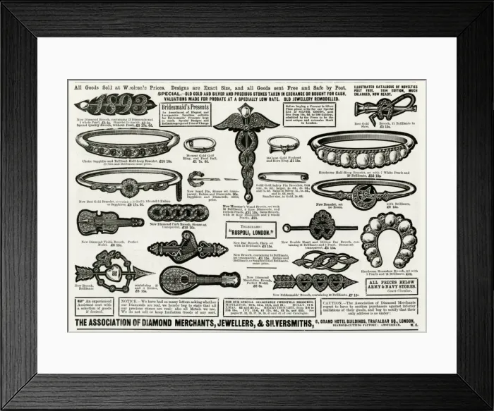 Framed Print : Association of Diamond Merchants Jewellers 1893 Framed Print : Association of Diamond Merchants Jewellers 1893