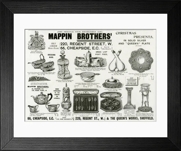 Framed Print : Advert for Mappin Brothers Victorian gifts 1896 Framed Print : Advert for Mappin Brothers Victorian gifts 1896