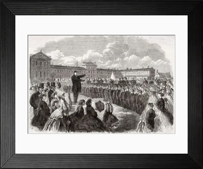 Framed Print : Annual inspection of the Middlesex Industrial School, established at Feltham to make Framed Print : Annual inspection of the Middlesex Industrial School, established at Feltham to make