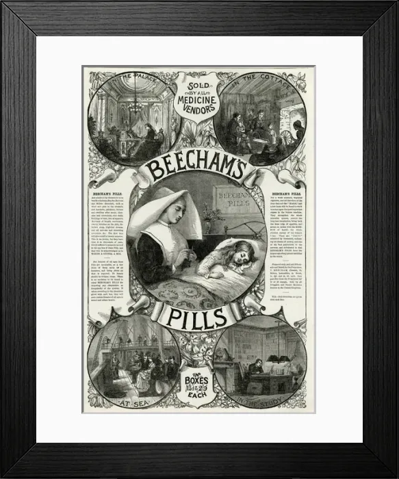 Framed Print : Advert for Beechams Pills 1886