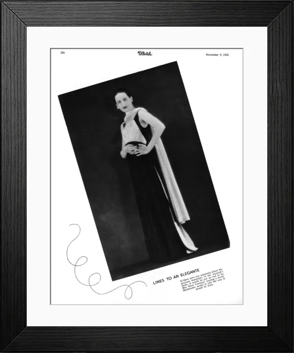 Framed Print : Diana Vreeland wearing elegant Mainbocher dress