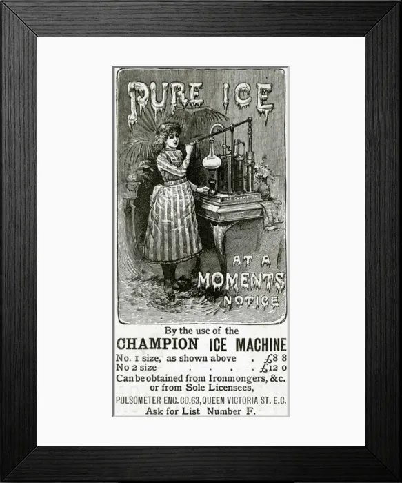 Framed Print : Advert for Champion Ice Machine 1889 Framed Print : Advert for Champion Ice Machine 1889