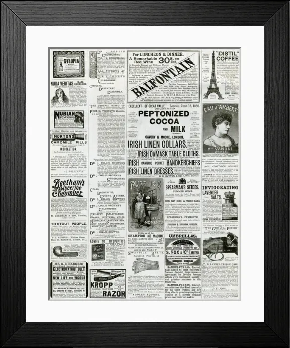 Framed Print : Page of Victorian adverts 1889 Framed Print : Page of Victorian adverts 1889