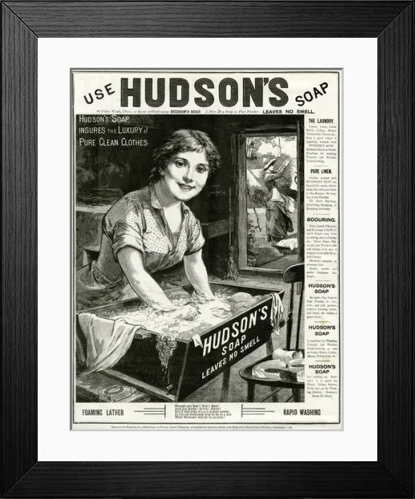Framed Print : Advert for Hudsons Soap 1885 Framed Print : Advert for Hudsons Soap 1885