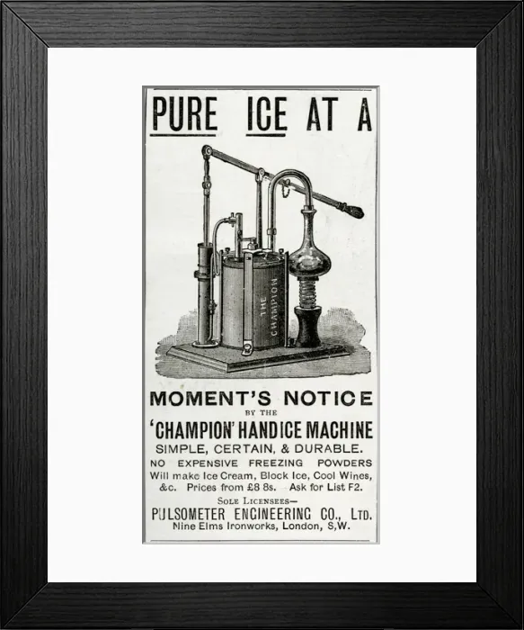 Framed Print : Advert for Champion Ice Machine 1889 Framed Print : Advert for Champion Ice Machine 1889