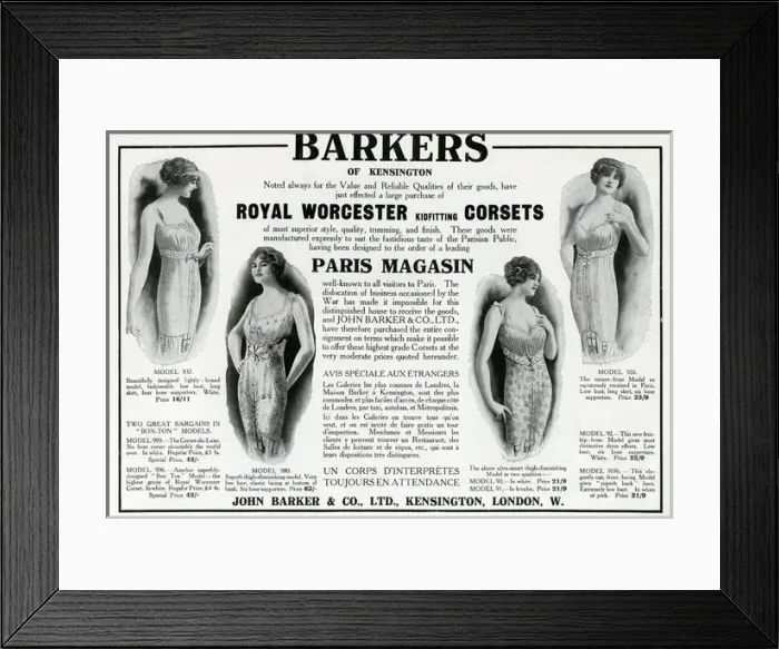 Framed Print : Advert for Barkers corsets 1914 Framed Print : Advert for Barkers corsets 1914