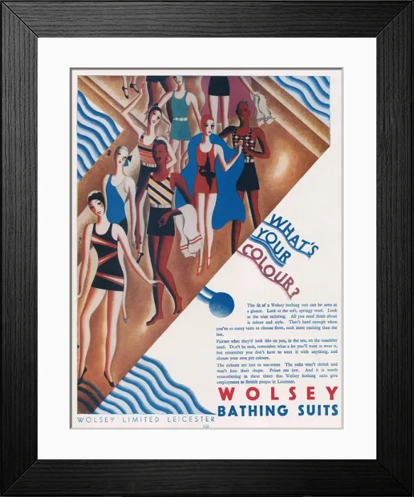 Framed Print : Advertisement for Wolsey Bathing Suits 1930 Framed Print : Advertisement for Wolsey Bathing Suits 1930