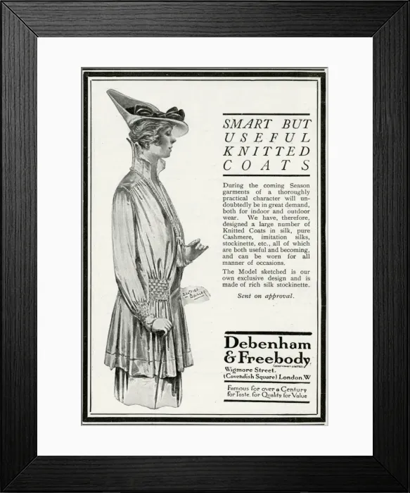 Framed Print : Advert for Debenham & Freebody coats 1916 Framed Print : Advert for Debenham & Freebody coats 1916