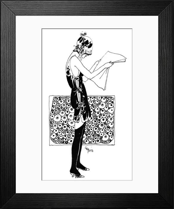 Framed Print : Stylish lady reading a paper