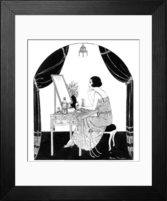 Framed Print : Young stylish lady sitting at her dressing table Framed Print : Young stylish lady sitting at her dressing table