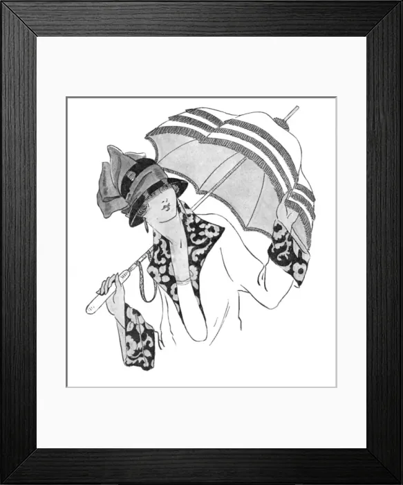 Framed Print : Stylish lady holding a long-handled sunshade / parasol Framed Print : Stylish lady holding a long-handled sunshade / parasol