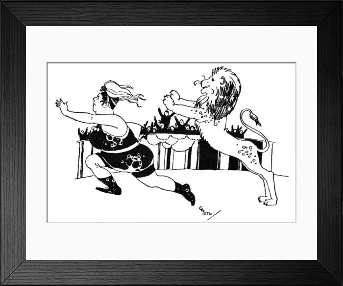 Framed Print : Aunt Babsie as a lion-tamer - failing miserably