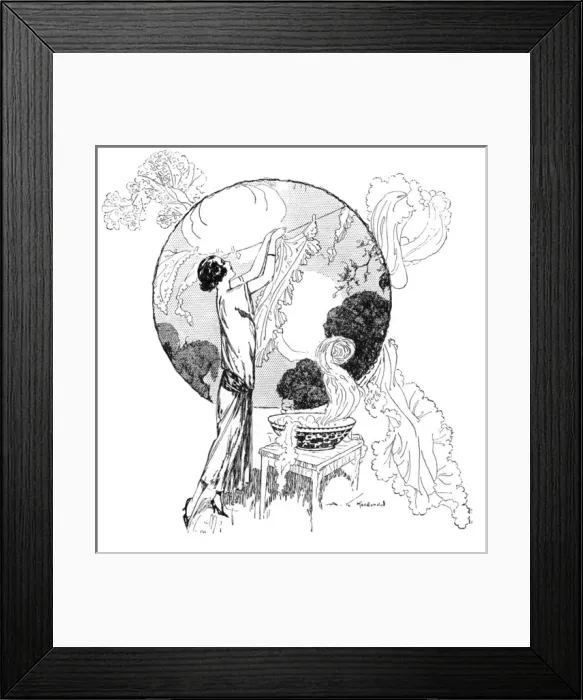 Framed Print : Fashionable lady hanging up dainty fabrics on her line Framed Print : Fashionable lady hanging up dainty fabrics on her line