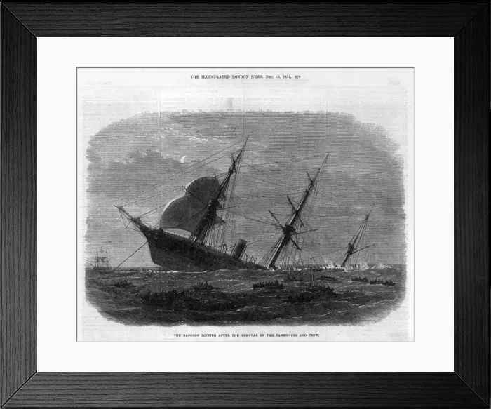 Framed Print : The ship Rangoon sinks, 1871 Framed Print : The ship Rangoon sinks, 1871