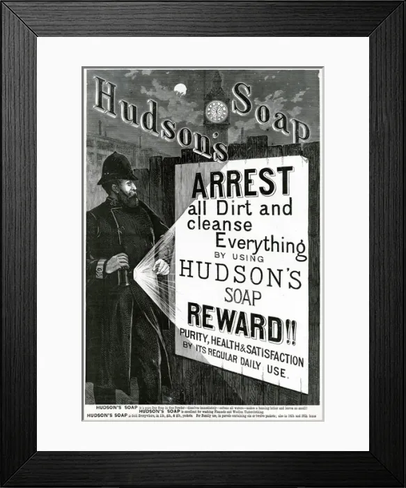 Framed Print : Advert for Hudsons Soap 1888 Framed Print : Advert for Hudsons Soap 1888