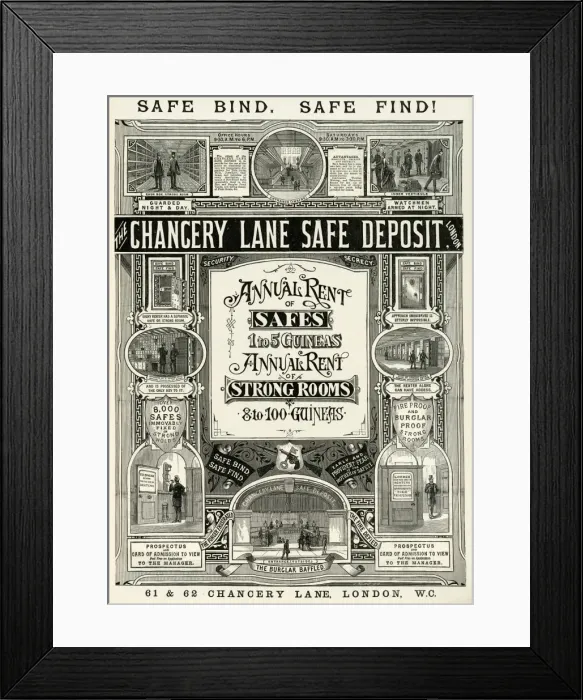 Framed Print : Advert for Chancery Lane safe deposit 1888 Framed Print : Advert for Chancery Lane safe deposit 1888