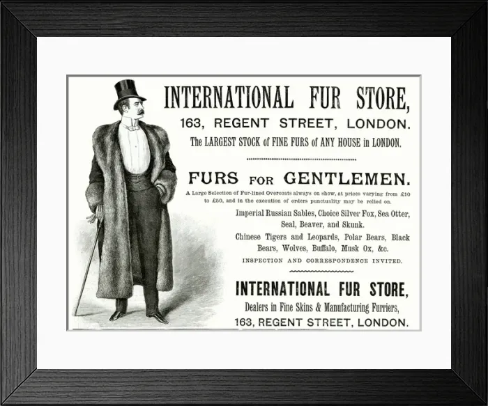 Framed Print : Advert for International Fur Store 1889 Framed Print : Advert for International Fur Store 1889