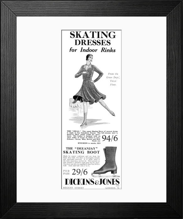 Framed Print : Skating dress at Dickins and Jones advertisement Framed Print : Skating dress at Dickins and Jones advertisement
